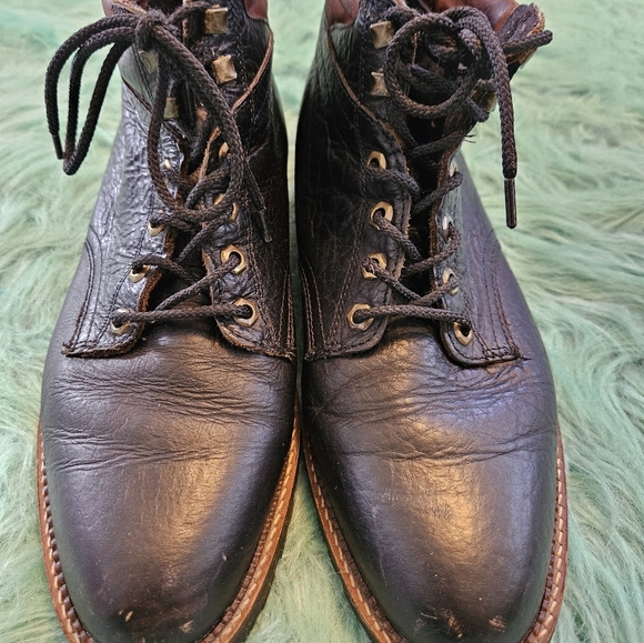 H.S. Trask Bison Leather Black Boots Size 10.5 - Picture 3 of 9